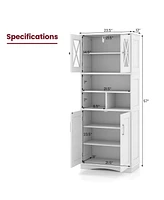 Tall Floor-Standing Bathroom Cabinet with 3 Cubes and Clear Acrylic Doors