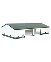 1/64 White & Green 60ft x 120ft Wooden Implement Shed w/ Side Doors Sta-219