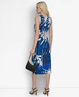 Dkny Women's Floral-Print Twisted-Waist Midi Dress
