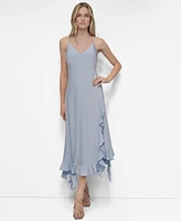 Dkny Women's Ruffled-Hem Midi Slip Dress