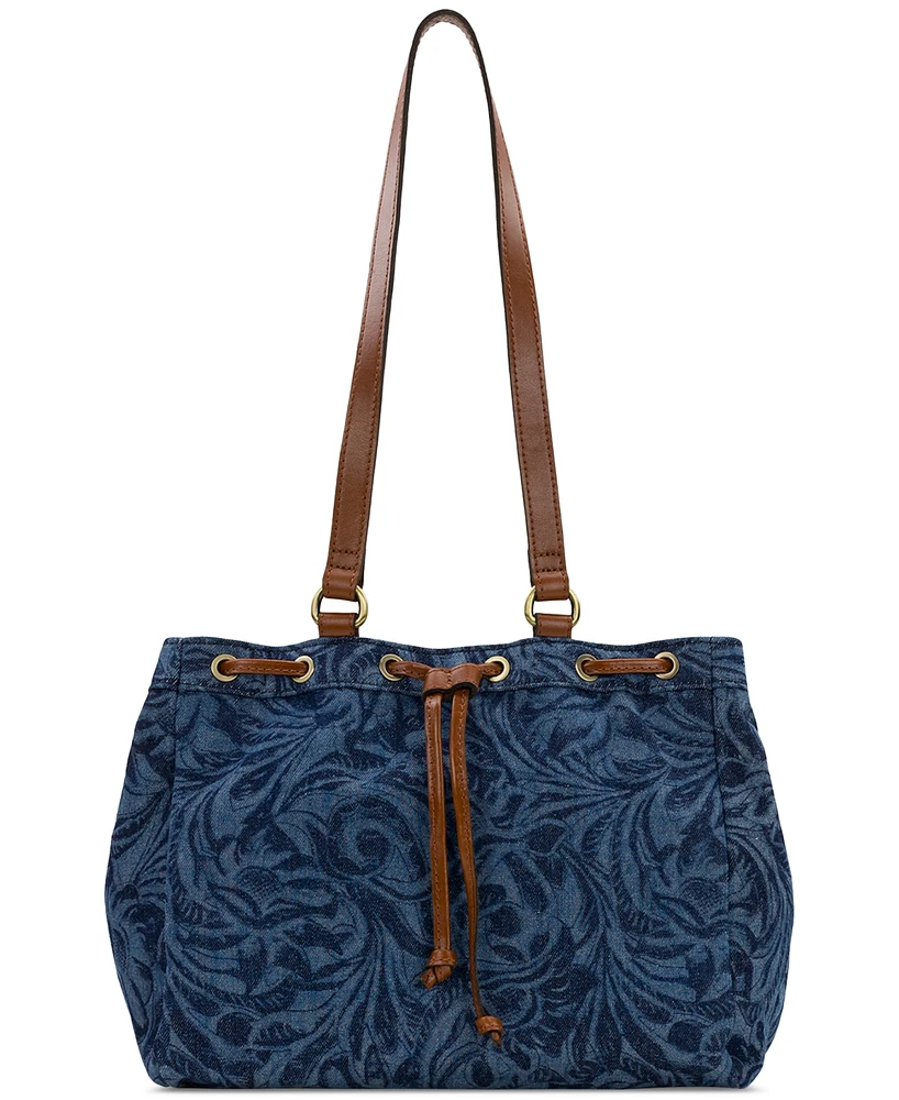 Patricia Nash Mouliana Small Denim Drawstring Satchel