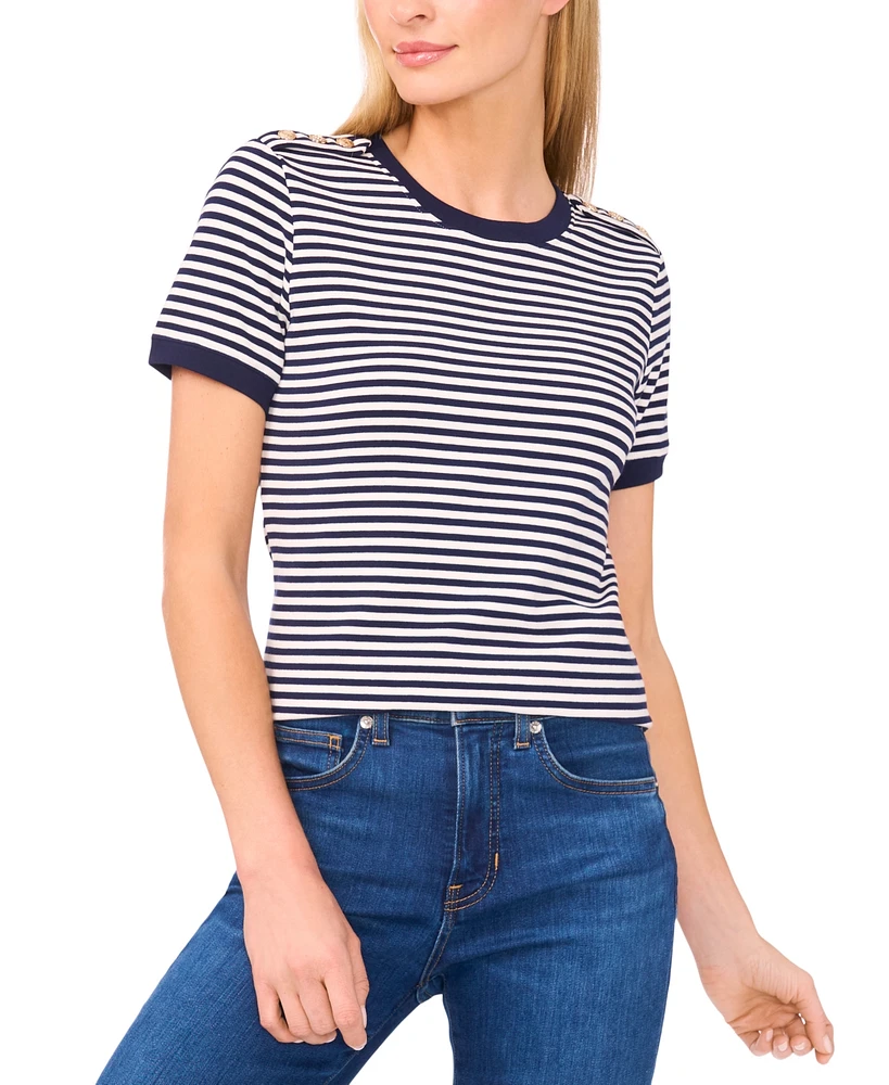 CeCe Women's Striped Ringer Baby T-Shirt