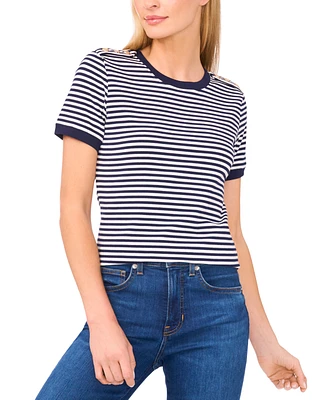 CeCe Women's Striped Ringer Baby T-Shirt