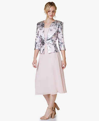 Jessica Howard Women's 2.Pc Floral-Print 3/4-Sleeve Jacket & Sleeveless Midi Dress