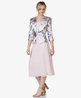Jessica Howard Women's 2.Pc Floral-Print 3/4-Sleeve Jacket & Sleeveless Midi Dress