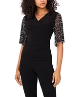 Msk Women's V-Neck Short-Sleeve Top
