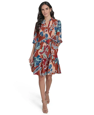 Jessica Howard Women's 3/4-Sleeve A-Line Dress