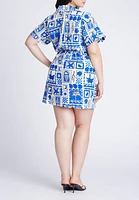 Eloquii Plus Size Printed Linen Mini Dress