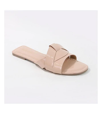 Topaz Patent Woven Slides