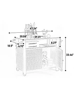Mondawe Wicker Rolling Kitchen Cart with Stainless Top