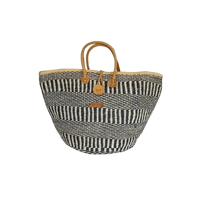 Balance Stripes Handwoven Beach Straw Tote Basket