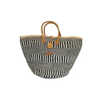 Balance Stripes Handwoven Beach Straw Tote Basket
