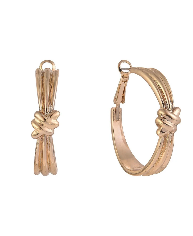 Laundry by Shelli Segal Gold Tone Hoop Earrings with Center Knot