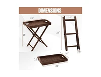 Tray Table with Removable Tray Top for Convenient Serving and Versatile Use on Patio and in Garden