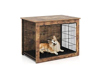 Dog Crate Furniture with Cushion and Double Doors