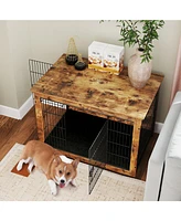Dog Crate Furniture with Cushion and Double Doors