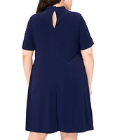 Msk Plus Short-Sleeve Keyhole Sheath Dress