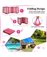 Gymax Beach Chaise Lounge Chair w/ 5-Position Adjustable Backrest & Face Hole Pillows