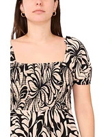 Msk Petite Square-Neck Short-Sleeve Maxi Dress
