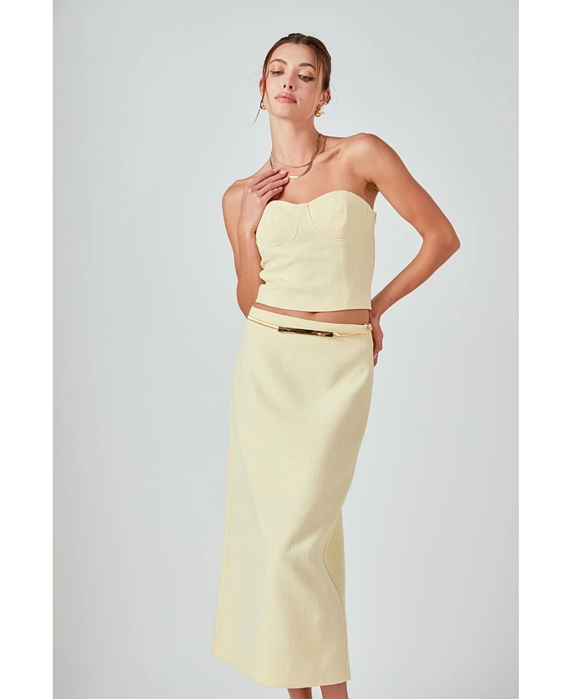endless rose Women's Tweed Strapless Top