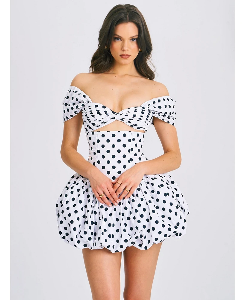 Miss Circle Women's Umika Polka Dots Bubble Hem Mini Dress