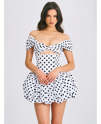 Miss Circle Women's Umika Polka Dots Bubble Hem Mini Dress