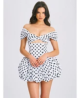 Miss Circle Women's Umika Polka Dots Bubble Hem Mini Dress