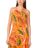 Vince Camuto Women's Tiered High-Neck Leaf-Print Maxi Dress