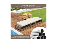7-Position Adjustable Pe Rattan Outdoor Chaise Lounge Chair