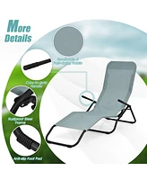 Gymax 2 Pcs Outdoor Chaise Lounge Folding Stacking Reclining Chairs
