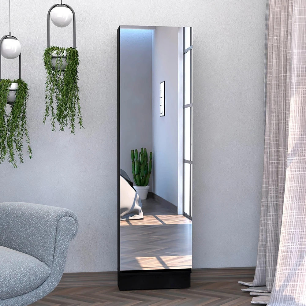 Depot E-shop Charlotte Xl Shoe Rack, Five Interior Shelves, Mirror, Single Door Cabinet