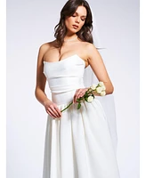 Miss Circle Women's Umay White Drop Waist Satin Corset Bridal Gown