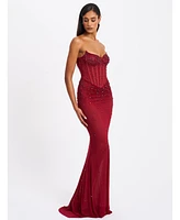 Miss Circle Women's Fatima Crystal Sleeveless Corset Mermaid Maxi Dress