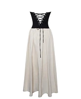 Miss Circle Women's Sana Sweetheart Lace-up Back Drop Waist Maxi Dress
