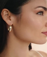 Ettika Oval Dome Baguette Hoop Earrings