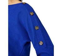 Melissa Paige Petite Button-Trim Dolman-Sleeve Sweater