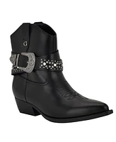 Guess Women's Lansly Embellished Buckle Western Booties
