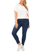 Vince Camuto Plus Crewneck Polished Short-Sleeve Knit Top
