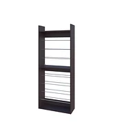 Oak Springs Tall Open Shoe Rack with Metal Rails and Multi-Tier Shelves, Wengue