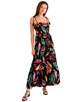 Vince Camuto Women's Printed Rope-Strap Tiered Maxi Dress