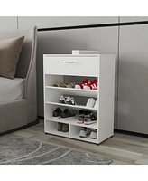 Onawa Modern Shoe Rack with Drawer, White