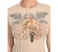 Guess Women's Parakeet Graphic Print Corset-Waist T-Shirt