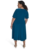 Jessica Howard Plus V-Neck Jersey Midi Dress