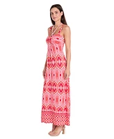 R & M Richards Women's Border-Print Sleeveless Maxi Dress
