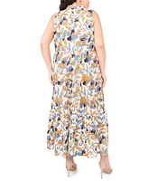 Msk Plus Printed Split-Neck Sleeveless Maxi Dress