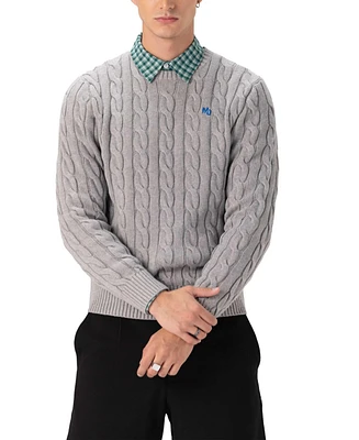 Members Only Men's Crew Neck Cable Knit Sweater