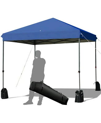 Gymax 8x8 Ft Pop up Canopy Tent Shelter Wheeled Carry Bag 4 Canopy Sand Bag