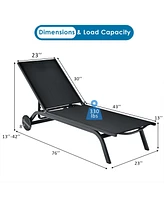 Gymax Patio Chaise Lounge Sling Armless back Adjustable Outdoor