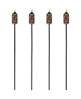 Outdoor 3-in-1 Adjustable Height Tiki Face Patio and Lawn Torch Light Set