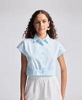 Reistor Women's Oversized Crop Shirt Summer Blue